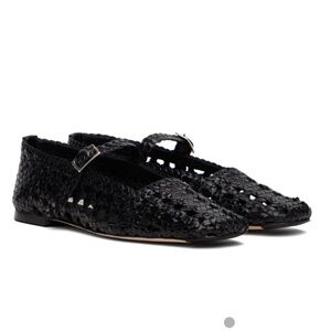 MISTA Yeida Black Woven Leather Mary Jane Flat
